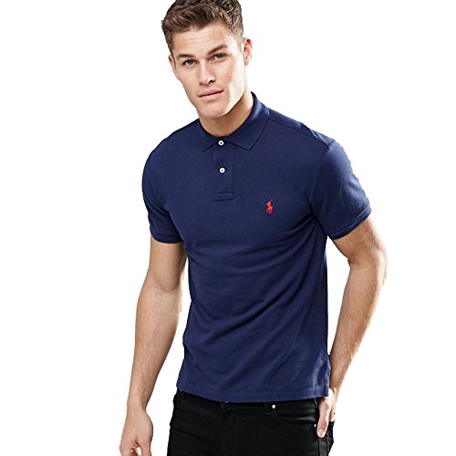 Ralph Lauren Polo-Piqué Custom Slim-Fit (IT, Text, XL, Regular, Regular, Marineblau), marineblau von Ralph Lauren