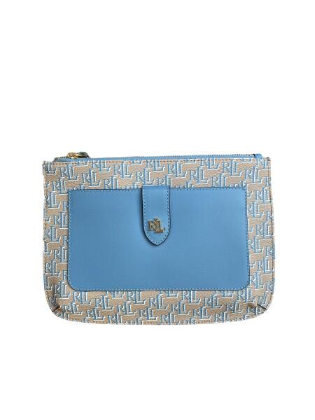 Ralph Lauren - Ralph Lauren Jamey Medium Crossbodytasche, Clutch, Monogramm-Blau von Ralph Lauren