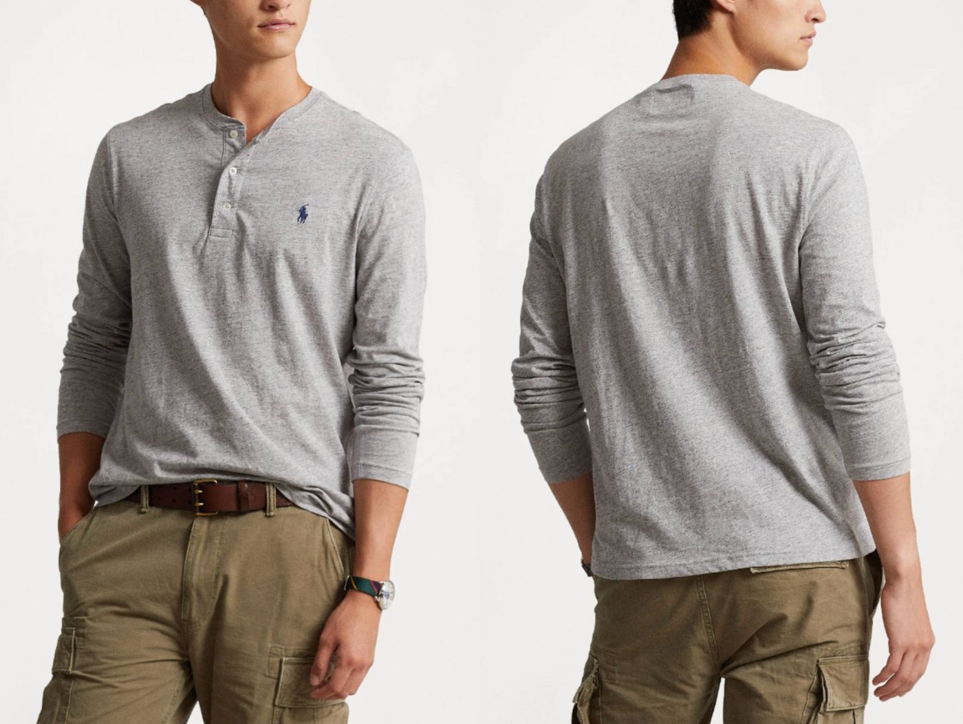 Ralph Lauren Sweatshirt POLO RALPH LAUREN GRANDFATHER SHIRT Slub Henley T-shirt Opa Sweater Sw von Ralph Lauren