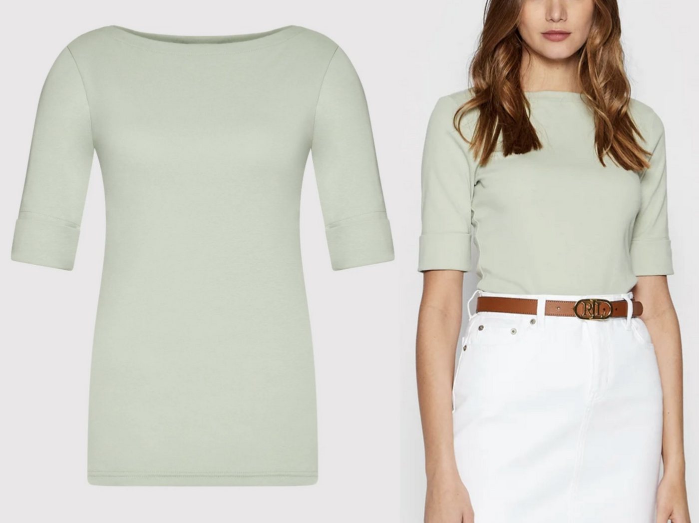 Ralph Lauren T-Shirt LAUREN RALPH LAUREN Judy U-Boot Shirt Cotton Top Bluse T-shirt Hemd Sa von Ralph Lauren