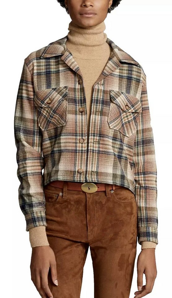 Ralph Lauren Winterjacke POLO RALPH LAUREN Check Cropped Shirt-Jacket Italian Tweed Wool Hemd J von Ralph Lauren