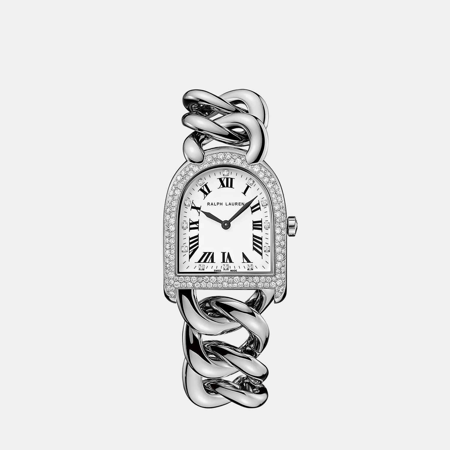 Stahl-Armbanduhr mit Diamanten von Ralph Lauren