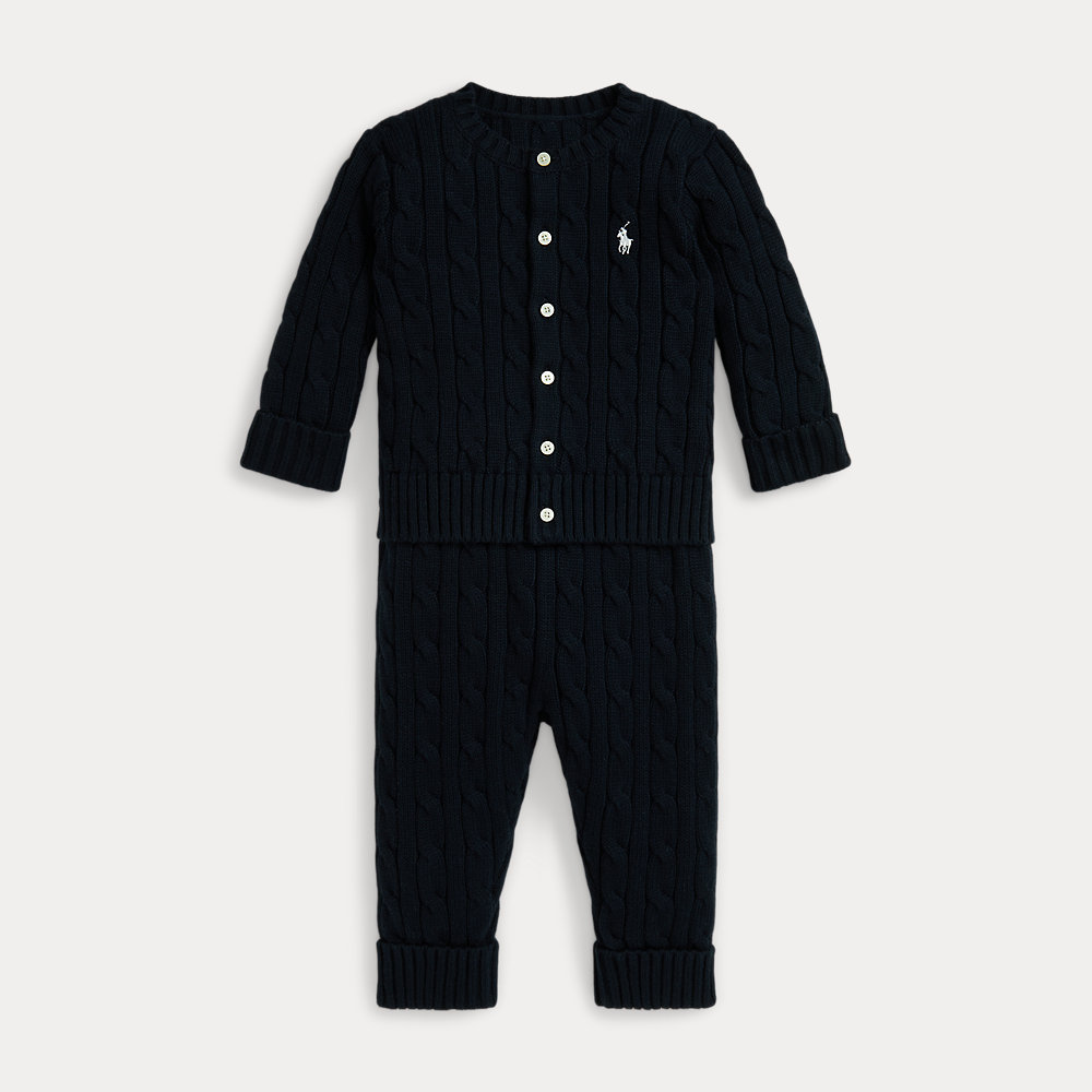 Strickjacke und Hose mit Zopfmuster von Ralph Lauren
