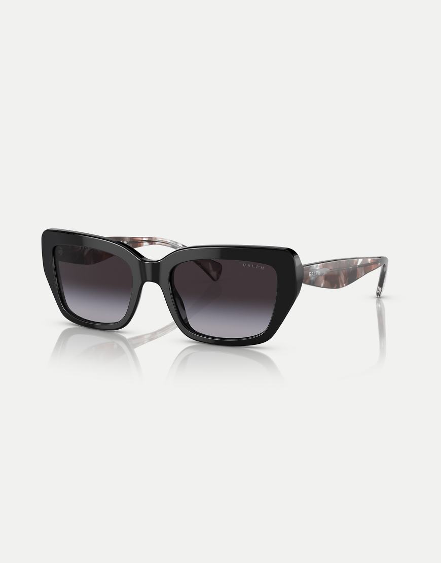 Ralph - Ra5292 - Rechteckige Sonnenbrille in Schwarz mit grauen Gläsern von Ralph