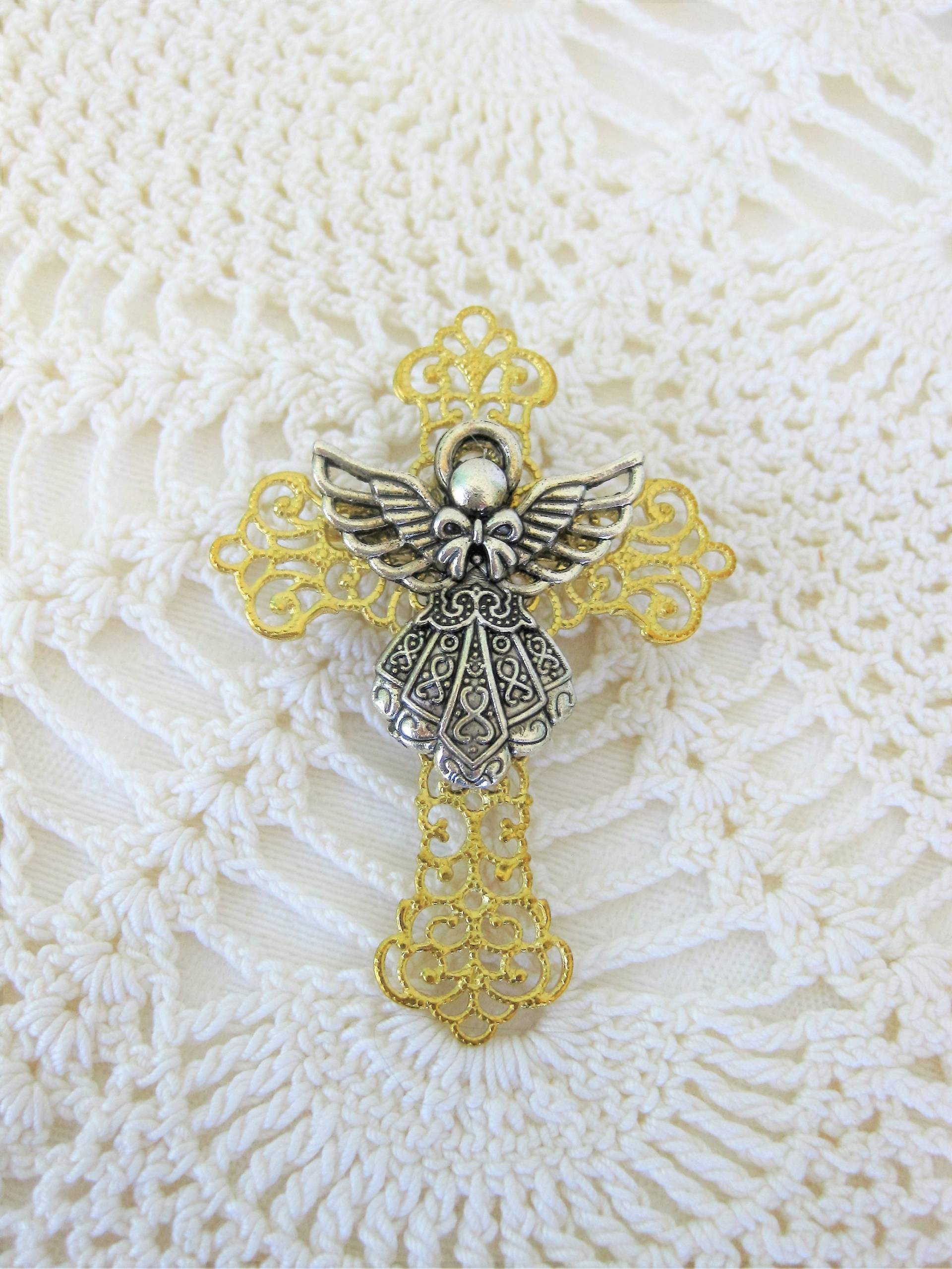 Engel Kreuz Brosche Handgemachtes Beileid Schmuck Geschenk von RalstonOriginals