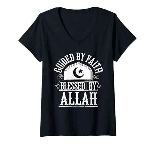 Damen Ramadan Mubarak Islam Allah Koran Moschee Fasten Muslim T-Shirt mit V-Ausschnitt Damen Ramadan Mubarak Islam Allah Koran Moschee Fasten Muslim T-Shirt mit V-Ausschnitt von Ramadan Mubarak Muslimer Bruder