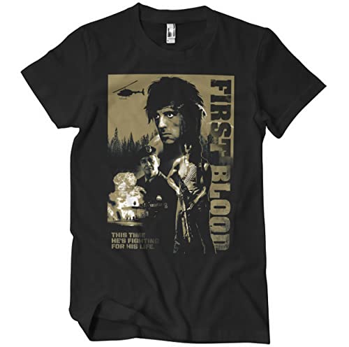 Rambo Offizielles Lizenzprodukt First Blood Herren T-Shirt (Schwarz), XX-Large von RAMBO