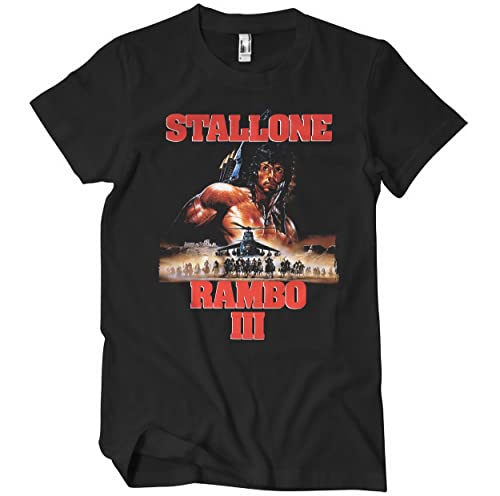 Rambo Offizielles Lizenzprodukt III Poster Herren T-Shirt (Schwarz), XX-Large von RAMBO
