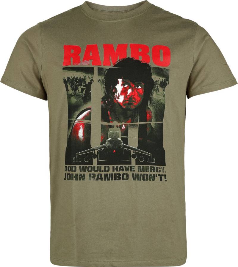 Rambo T-Shirt - God would have no mercy - S bis XXL - für Männer - Größe XXL - khaki  - Lizenzierter Fanartikel von Rambo