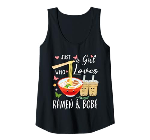 Damen Nur EIN Mädchen, das Ramen und Boba Bubble Tea liebt Tank Top von Ramen And Boba Tea Lover Shirts