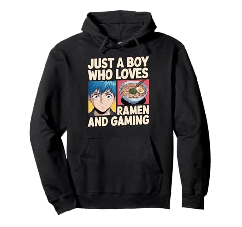 Just A Boy Who Loves Ramen and Gaming Japan Anime Videospiel Pullover Hoodie von Ramen And Gaming Anime Tees For Boys Kids