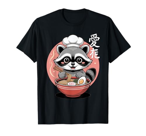 Niedliche japanische Waschbär Ramen Bowl Kawaii Anime Männer Frauen T-Shirt von Ramen Bowl Kawaii Anime