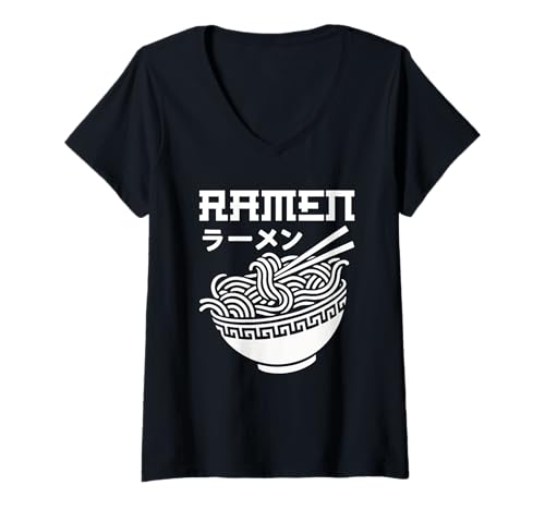 Damen Ramen Lover Nudeln Kawaii Ramen Anime Japan Otaku Manga T-Shirt mit V-Ausschnitt von Ramen Bowl Noodle Soup Japanese Food Lover Gifts