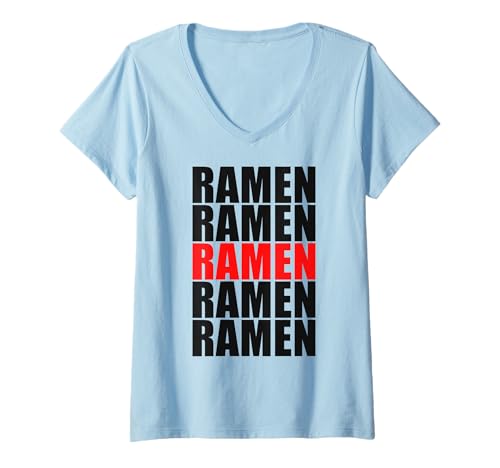 Damen Ramen Japanisch T-Shirt mit V-Ausschnitt Damen Ramen Japanisch T-Shirt mit V-Ausschnitt von Ramen Cat POD