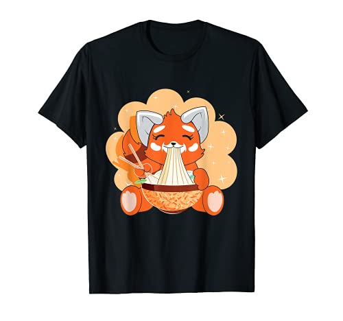 Ramen Shirt Damen Japanische Nudeln Roter Panda Geschenk T-Shirt von Ramen Shirt Damen & Ramen Liebhaber Geschenke