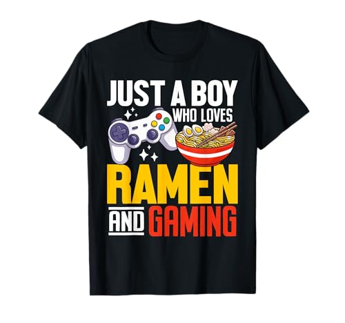 Just A Boy Who Loves Ramen and Gaming Japan Anime Videospiel T-Shirt von Ramen & Gaming Lover Apparel