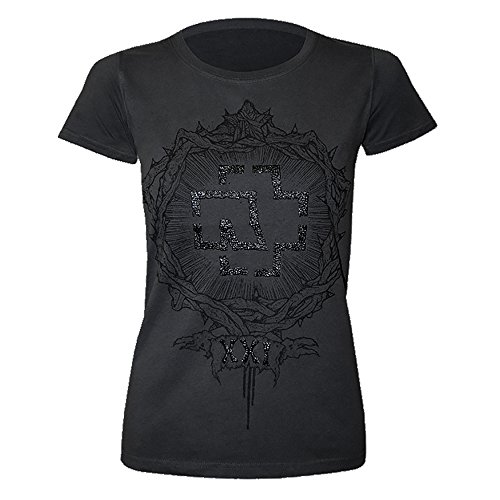 Rammstein Frauen Damen Girlie Shirt XXI, Offizielles Band Merchandise Fan Shirt Charcoal mit schwarz-metallic Front Print -XL von Rammstein