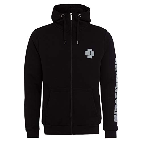 Rammstein Herren Kapuzenjacke Klassik Offizielles Band Merchandise Fan Zipper schwarz mit weißem Front und Seiten Print (S) von Rammstein