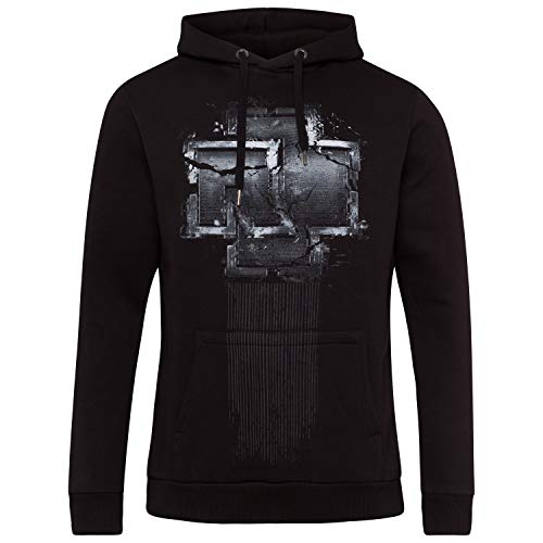 Rammstein Herren Kapuzenpullover Broken Logo Offizielles Band Merchandise Fan Hoodie schwarz mit mehrfarbigem Front und Back Print (L) von Rammstein