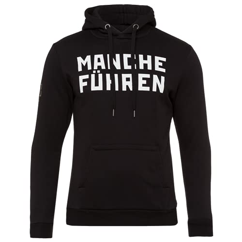 Rammstein Herren Kapuzenpullover Manche Führen Manche Folgen Offizielles Band Merchandise Fan Hoodie schwarz mit weißem Front und Back Print (L) von Rammstein