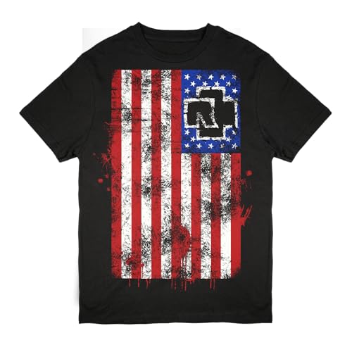 Rammstein Herren T-Shirt Amerika Offizielles Band Merchandise Fan Shirt schwarz mit mehrfarbigem Front und Back Print (XL, Schwarz) von Rammstein