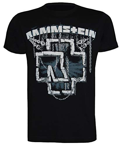 Rammstein Herren T-Shirt In Ketten, Offizielles Band Merchandise Fan Shirt schwarz mit mehrfarbigem Front Print (S) von Rammstein