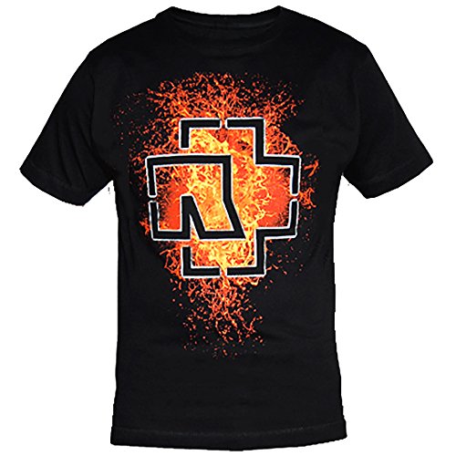 Rammstein Herren T-Shirt Lava Logo Offizielles Band Merchandise Fan Shirt schwarz mit mehrfarbigem Front und Back Print (L, Schwarz) von Rammstein