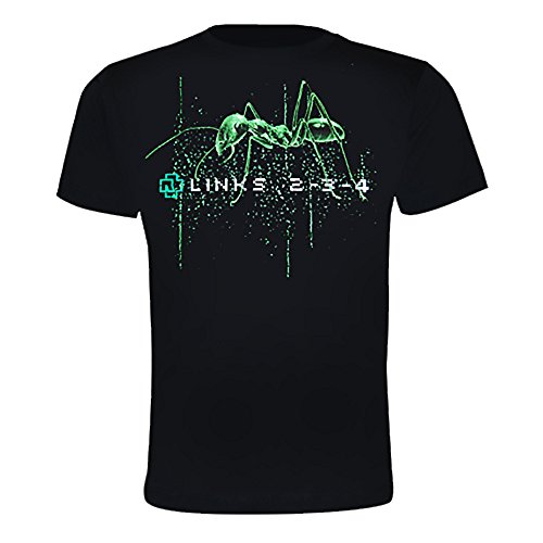 Rammstein Herren T-Shirt Links 2-3-4" Offizielles Band Merchandise Fan Shirt schwarz mit mehrfarbigem Front und Back Print (M) von Rammstein