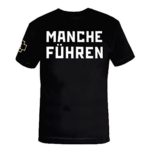 Rammstein Herren T-Shirt Manche Führen Manche Folgen, Offizielles Band Merchandise Fan Shirt schwarz mit weißem Front und Back Print (3XL) von Rammstein