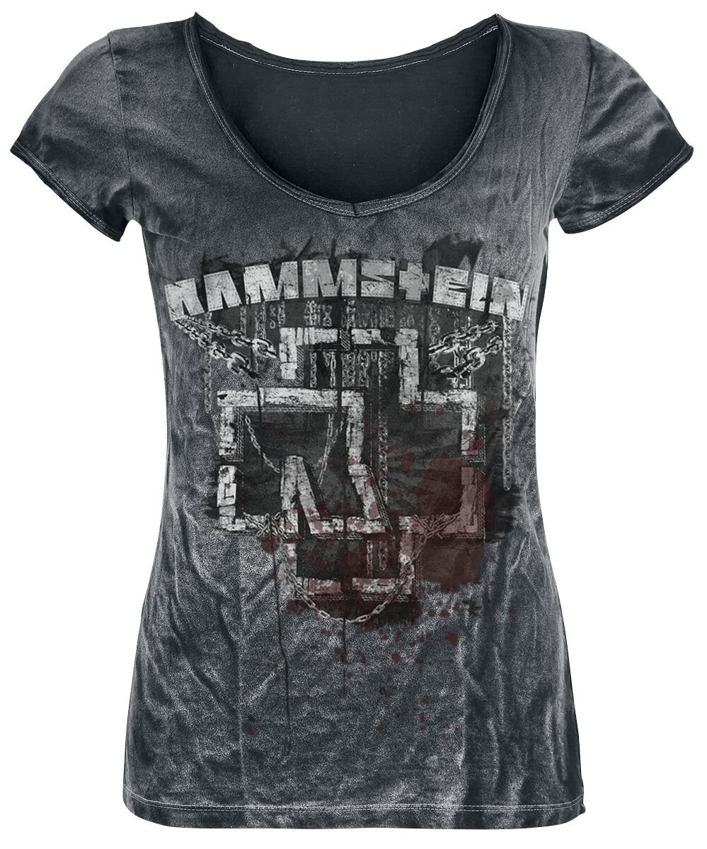 Rammstein T-Shirt - In Ketten - S bis 4XL - für Damen - Größe S - dunkelgrau  - Lizenziertes Merchandise! von Rammstein