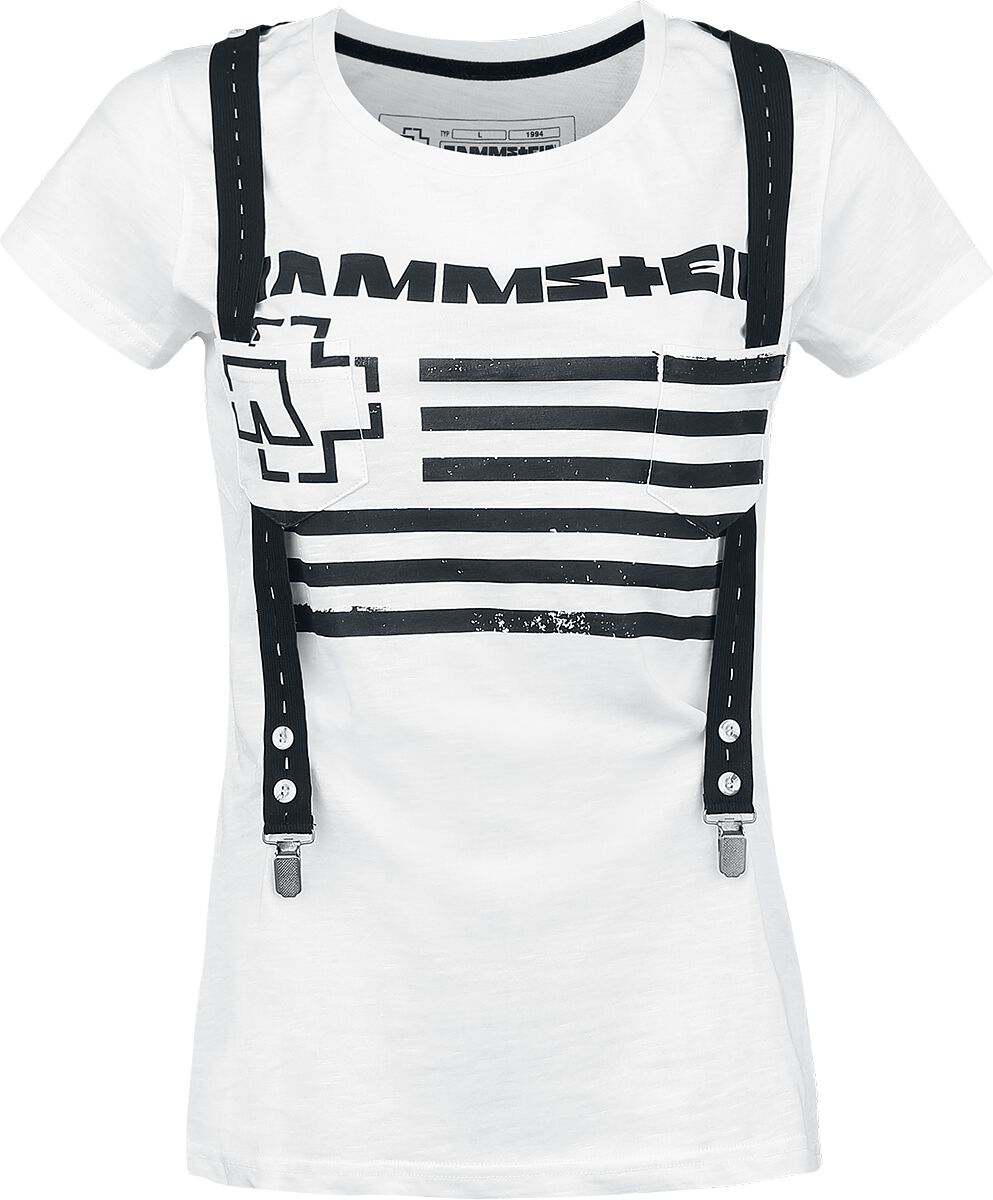 Rammstein T-Shirt - Suspender - S bis XL - für Damen - Größe L - weiß  - Lizenziertes Merchandise! von Rammstein