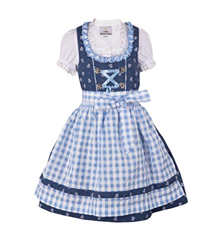 Ramona Lippert® - Kinder Dirndl Chrissi | Blau | Inkl. Kleid, Schürze & Bluse | Größe 86-164 - Mädchen Dirndl & Dirndl-Sets - Kinderdirndl | Dirndl Mädchen Gr. 146/152 von Ramona Lippert