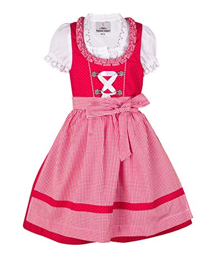 Ramona Lippert® - Kinderdindl Nele rot Inkl. Kleid, Schürze & Bluse Mädchen Dirndl & Dirndl-Sets Kinder Dirndl Mädchen GR.86/92-158/164 (DE/NL/SE/PL, Numerisch, 86, 92, Regular, Rot) von Ramona Lippert