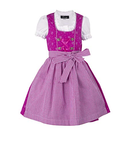 Ramona Lippert® - Kinderdirndl Fee | Pink | Inkl. Kleid, Schürze & Bluse | Größe 86-164 - Mädchen Dirndl - Kinder Dirndl Mädchen (DE/NL/SE/PL, Numerisch, 122, 128, Regular, Pink) von Ramona Lippert