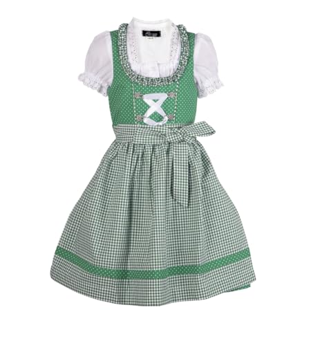 Ramona Lippert® - Kinderdirndl Nele Grün | Inkl. Kleid, Schürze & Bluse | Größe 86-164 - Mädchen Dirndl - Kinder Dirndl Mädchen (DE/NL/SE/PL, Numerisch, 146, 152, Regular, Grün) von Ramona Lippert