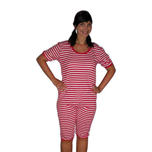Ramona Lippert Retro Ringelbadeanzug Gestreifter Badeanzug blau weiß rot weiß (rot, M) von Ramona Lippert