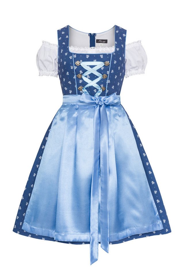 Ramona Lippert Dirndl Julia Damen Trachtenkleid blau mit Bluse Gr. 38-50 Rocklänge 65 cm von Ramona Lippert