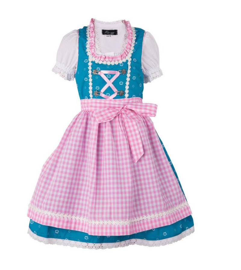 Ramona Lippert Dirndl Kinderdirndl Nina türkis rosa Trachtenkleid Mädchen mit Bluse von Ramona Lippert