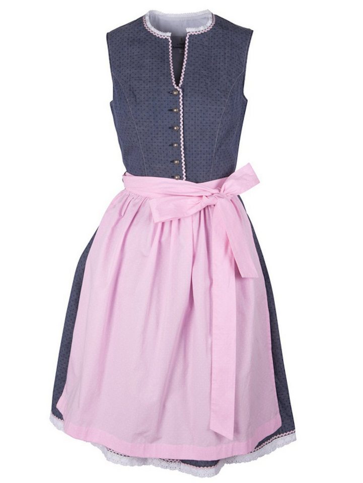 Ramona Lippert Dirndl Luisa jeansfarben hochgeschlossen Rocklänge 60 cm mit Knopfleiste von Ramona Lippert