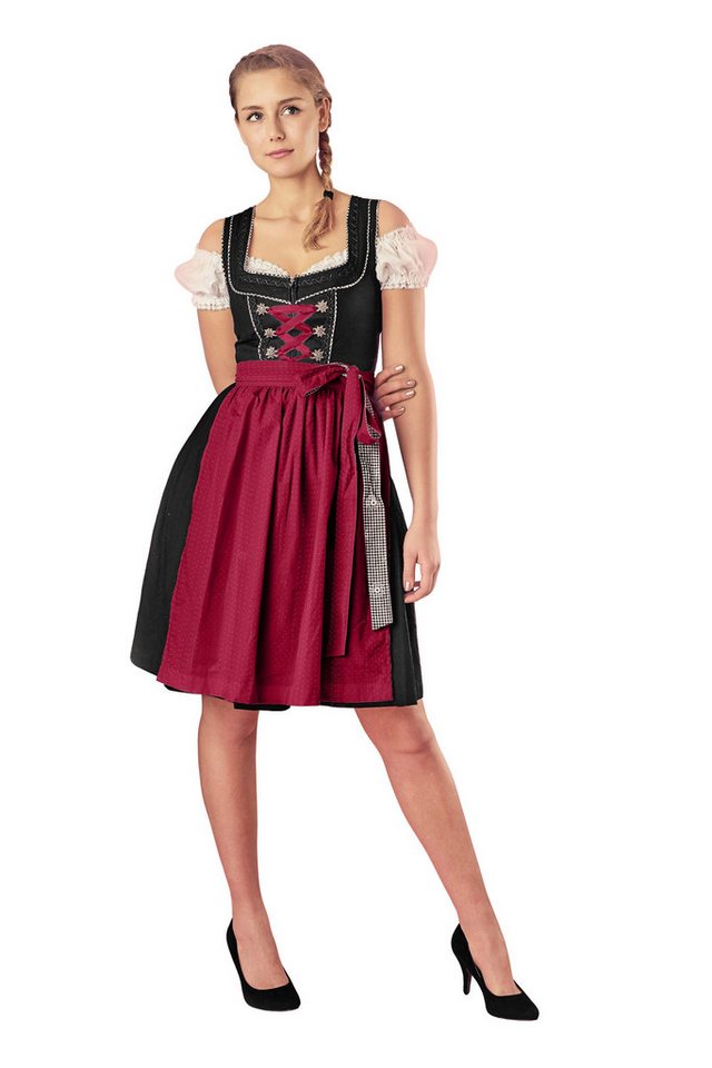 Ramona Lippert Dirndl Pia rot Damen schwarz rot mit Bluse Rocklänge 60 cm von Ramona Lippert