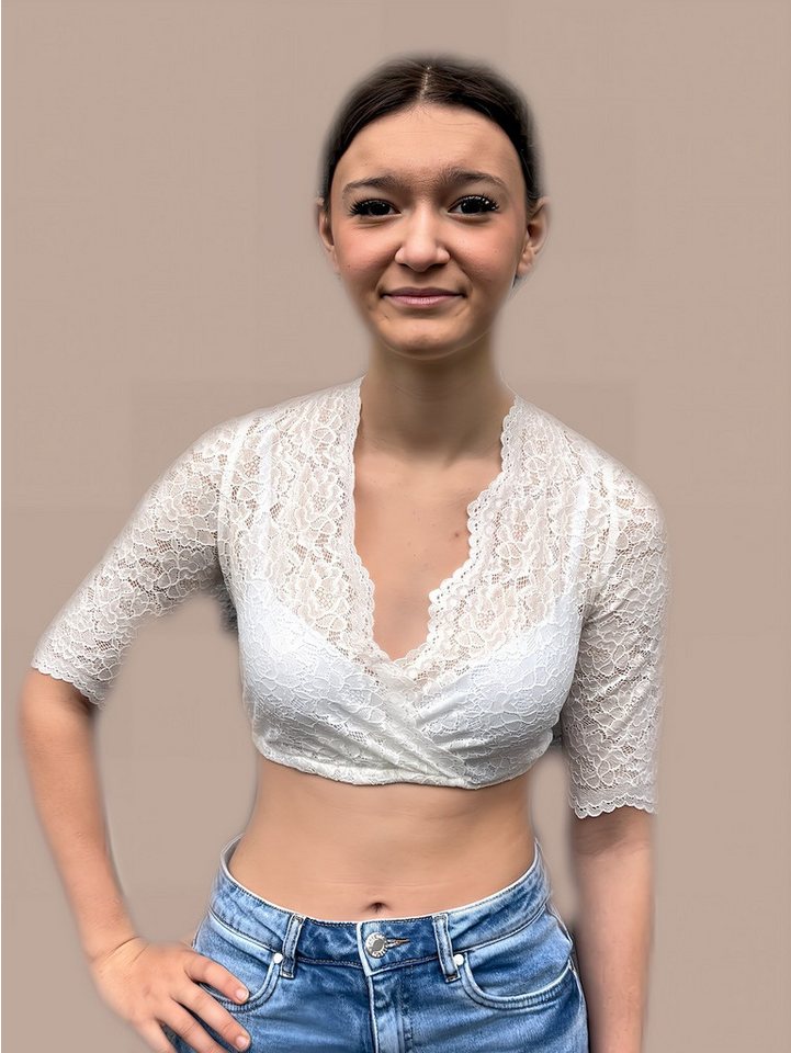 Ramona Lippert Dirndlbluse Beate Spitzenbluse Trachtenbluse Farbe ecru 3/4 Ärmel von Ramona Lippert