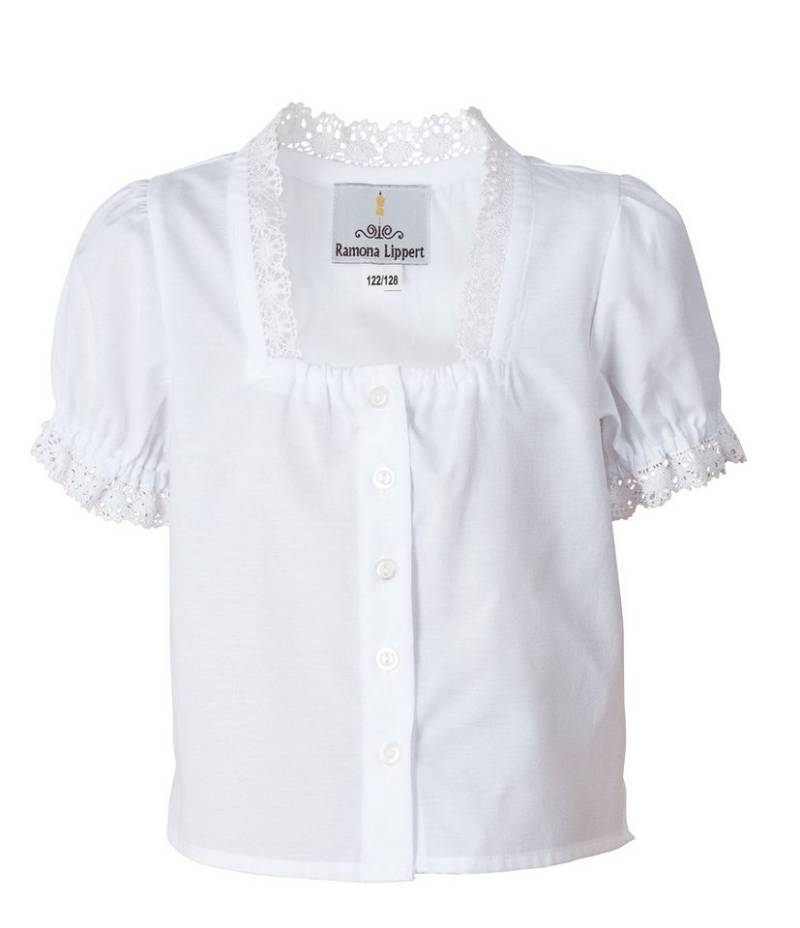 Ramona Lippert Kurzarmbluse Kinder Trachtenbluse Lara Weiß Mädchen Bluse Dirndl Bluse mit Spitze von Ramona Lippert