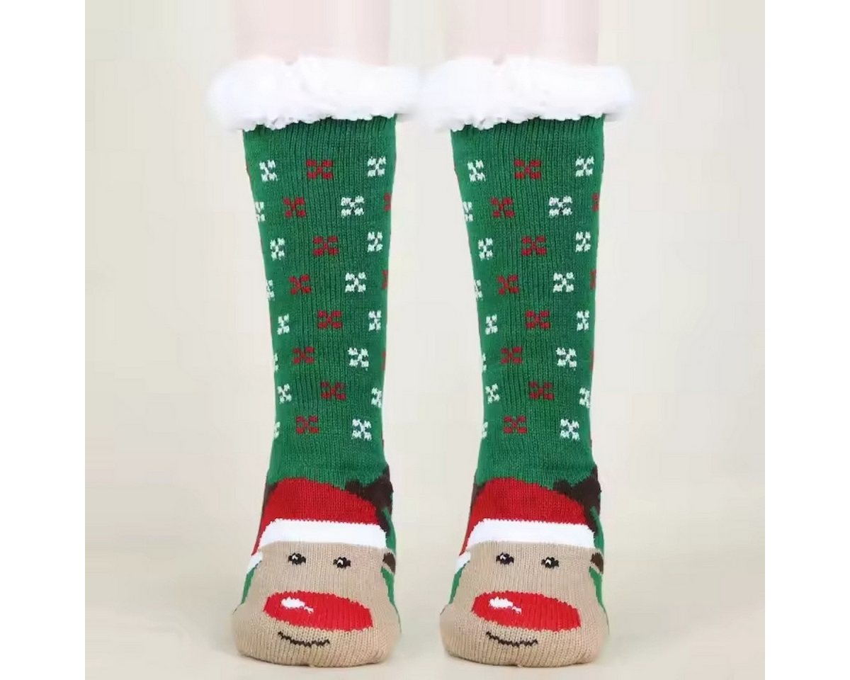 Ramona Lippert Kuschelsocken Damen Modell Cozy in Grün. Warm gefüttert und rutschfest von Ramona Lippert