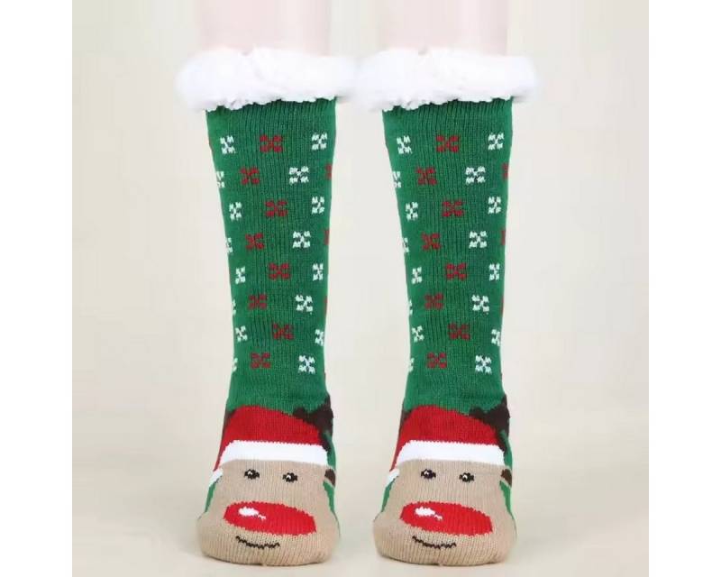 Ramona Lippert Kuschelsocken Damen Modell Cozy in Grün. Warm gefüttert und rutschfest von Ramona Lippert