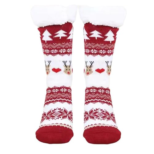 Ramona Lippert Weihnachtssocken Socken Thermosocken Damen Herren Kinder Weihnachten Kuschelsocken Stoppersocken weiß rot Rentier Größe 35-42 von Ramona Lippert