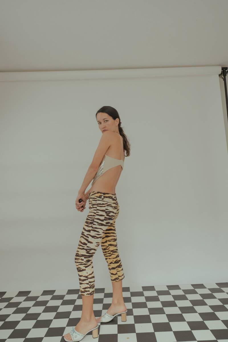 1990Er Archiv Vintage Tiger Print Dolce Und Gabbana Capris Größe 26 Oder Xs von RamonasArchives