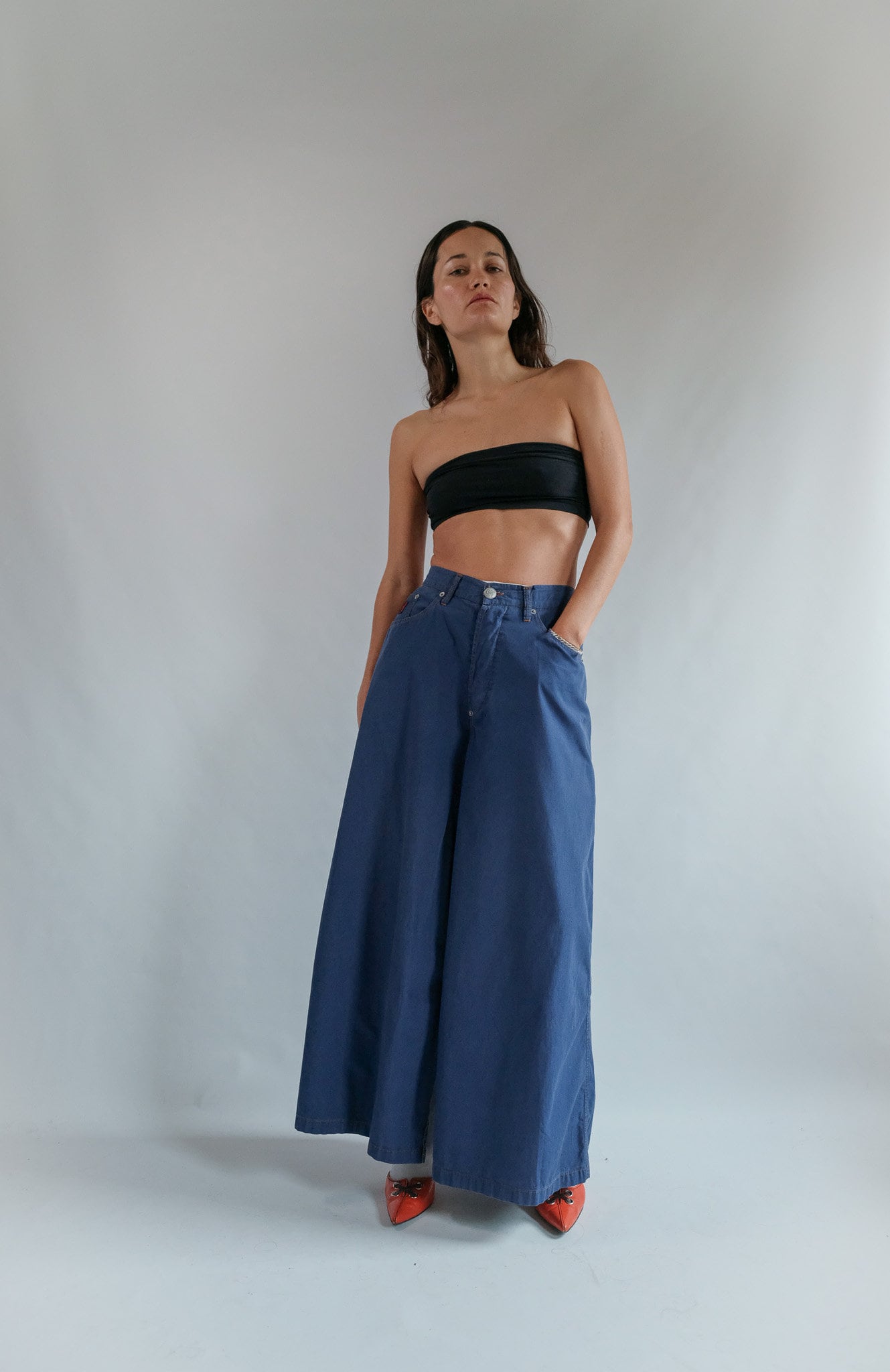 Jean Paul Gaultier Jeans 90Er Jahre Indigo Extra Weites Bein Hose/Rock/ Culottes Xs von RamonaRamonas