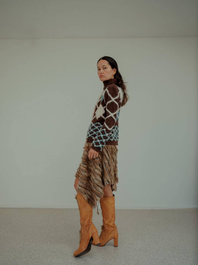 Anfang Der 90Er Jahre Kopf in Wolke Moschino Jeans Hübscher Rosa Gestrickter Rollkragenpullover Xs-S von RamonasArchives