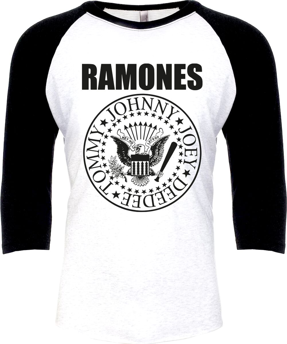 Ramones Langarmshirt - Crest - XS bis XL - für Männer - Größe L - weiß/schwarz  - Lizenziertes Merchandise! von Ramones