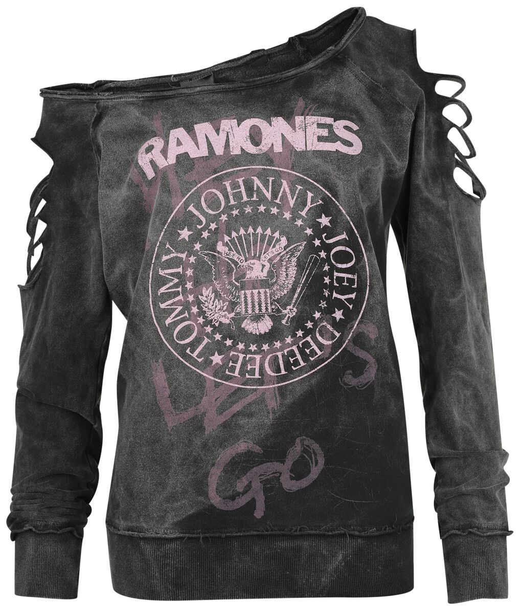 Ramones Sweatshirt - Pink Logo - S bis XXL - für Damen - Größe L - schwarz  - Lizenziertes Merchandise! von Ramones